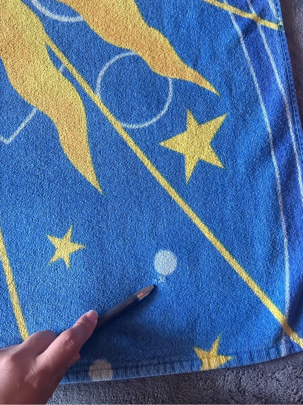 Vintage Y2K Celestial Sun Face Beach Towel 58x27 Astrology Whimsigoth Cotton